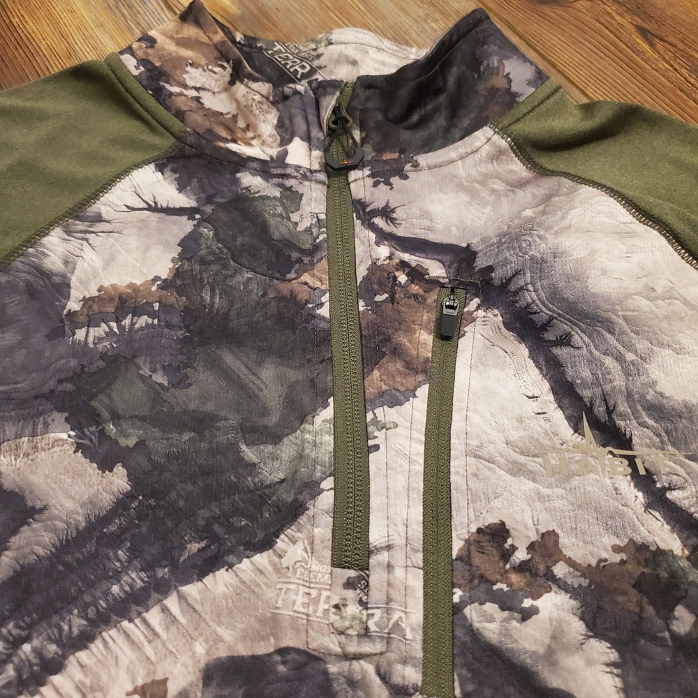 NWOT Habit Mens M Mossy Oak Elements Terra Camo 1/4 Zip Hunting Scent Factor M - Picture 4 of 9